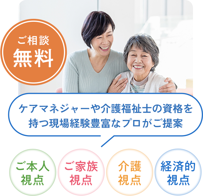 ご相談無料 看護師や介護士など現場経験豊富なプロがご提案